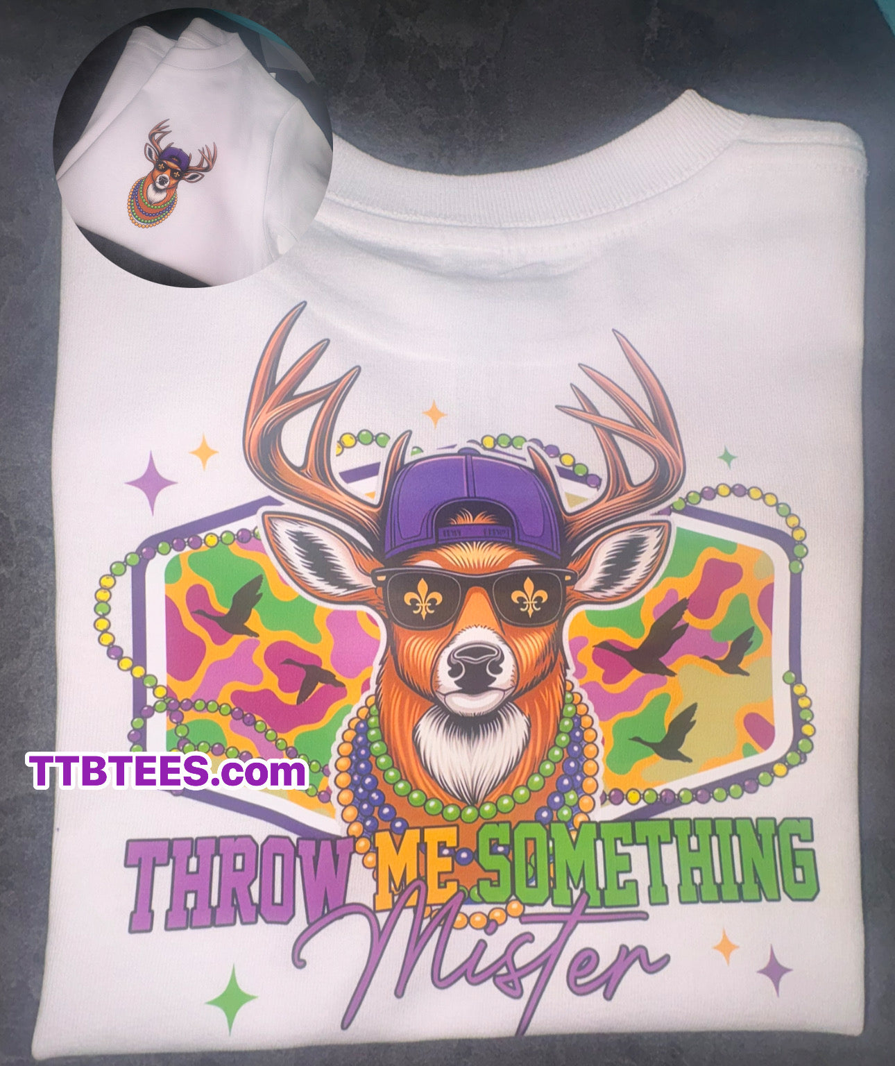 2 Sided mardi Gras Tee