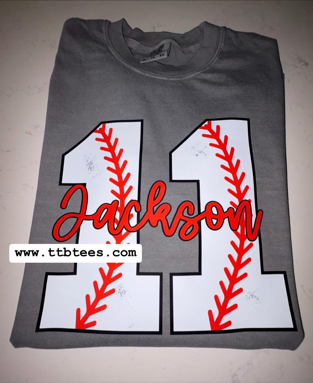 Comfort colors: Custom Baseball name and number