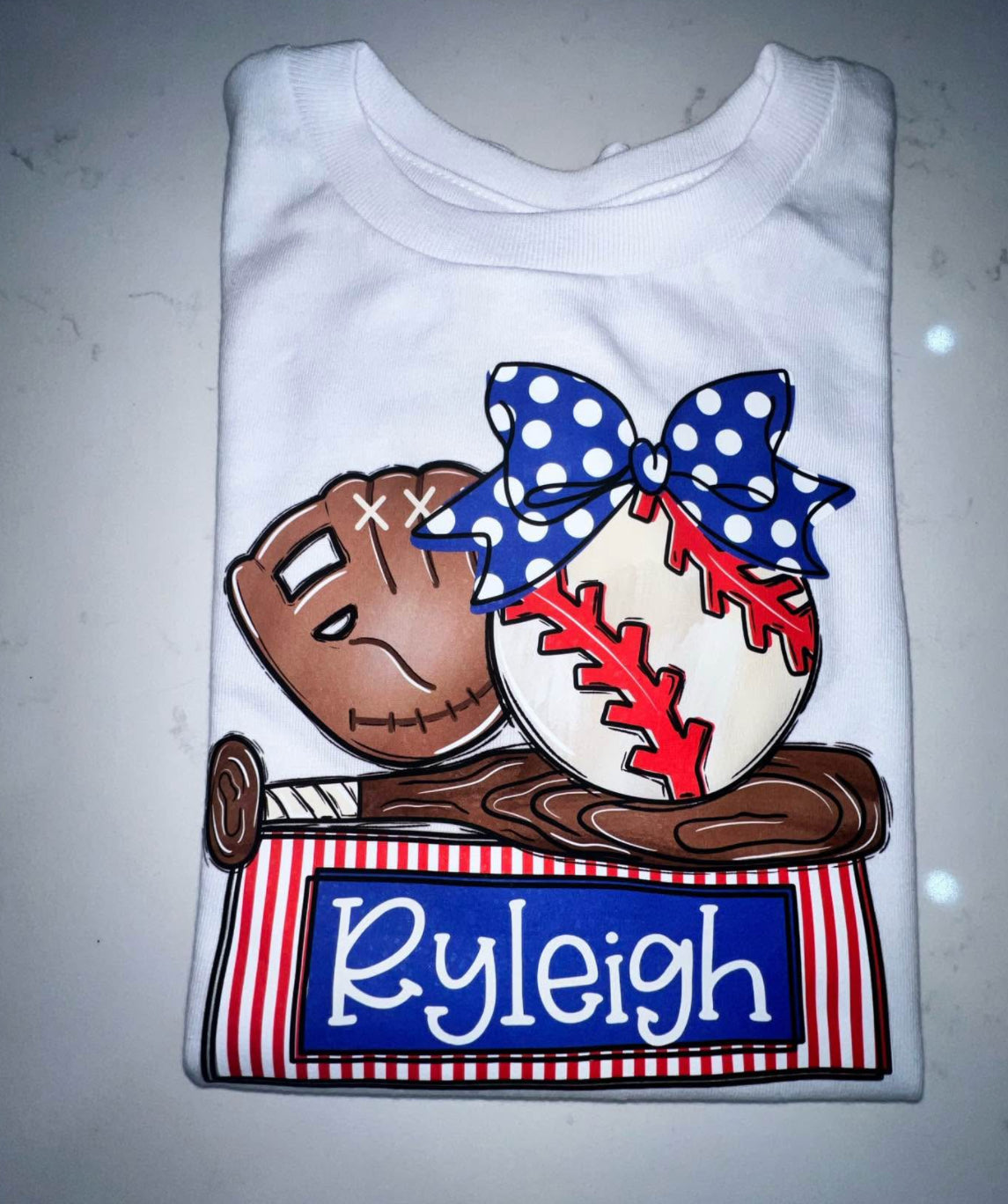 Baseball girl name tee