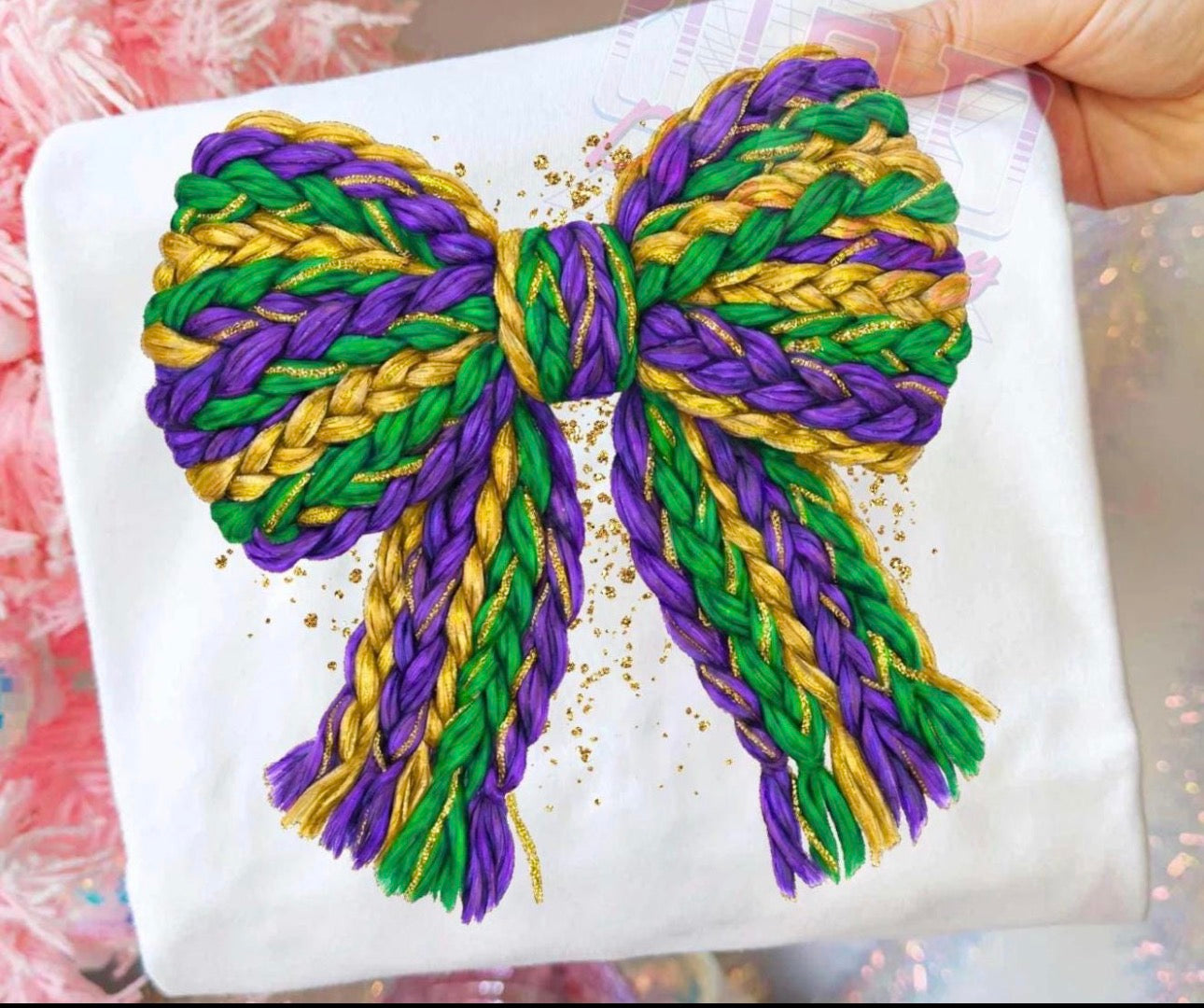 Faux Hook Mardi Gras Bow