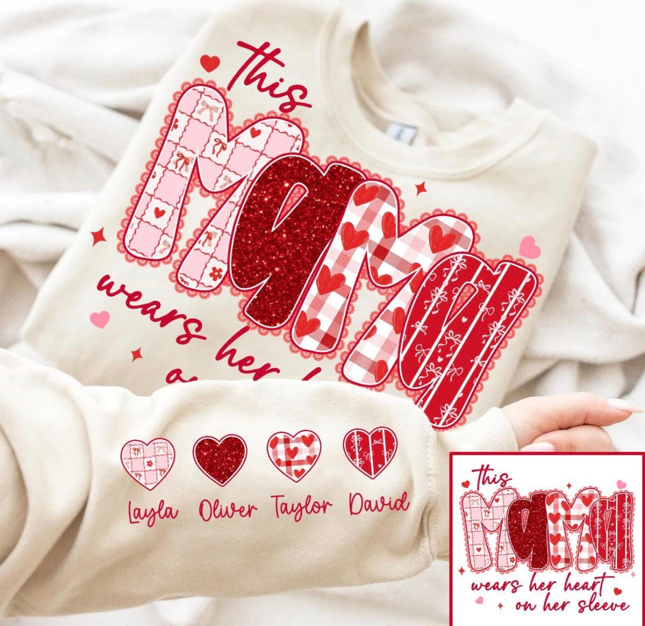 This Mama with hearts and names sweatshirt