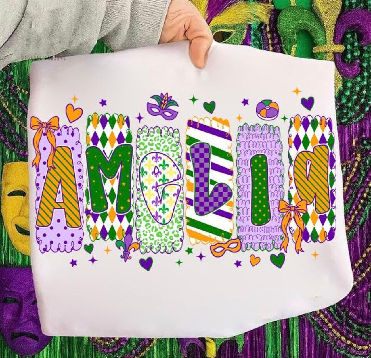 Mardi Gras custom name tee