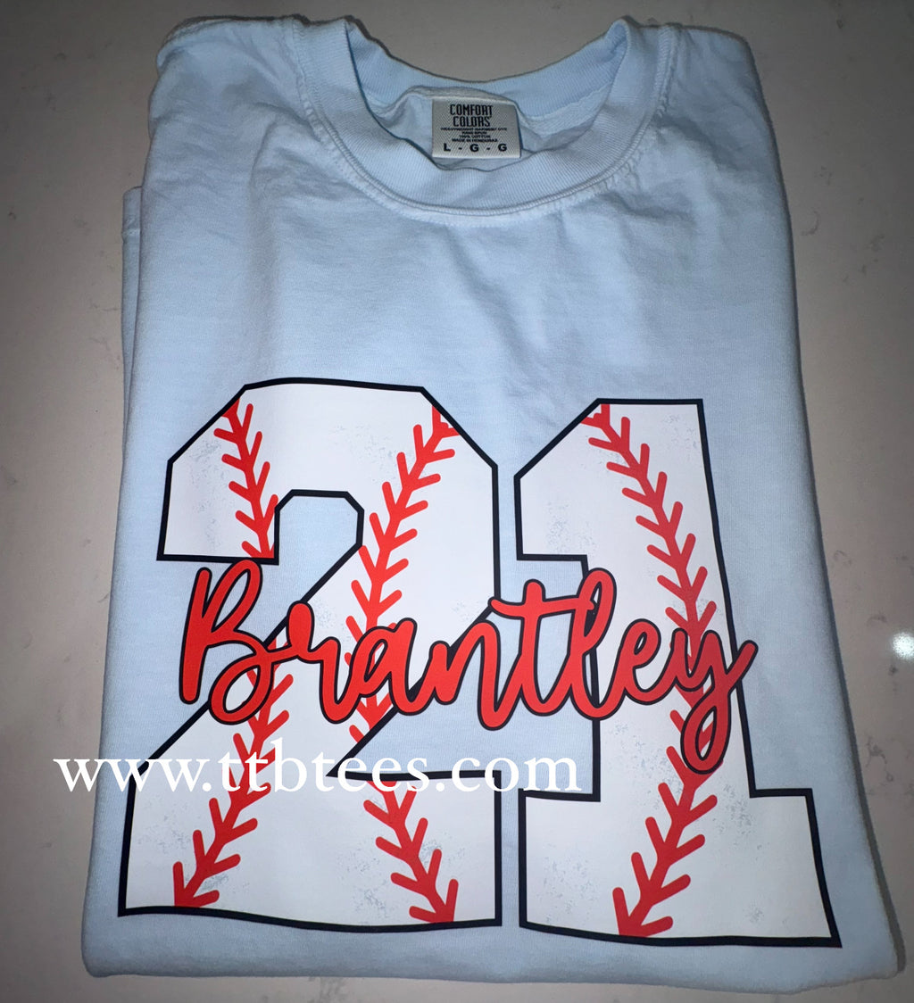 Comfort colors: Custom Baseball name and number