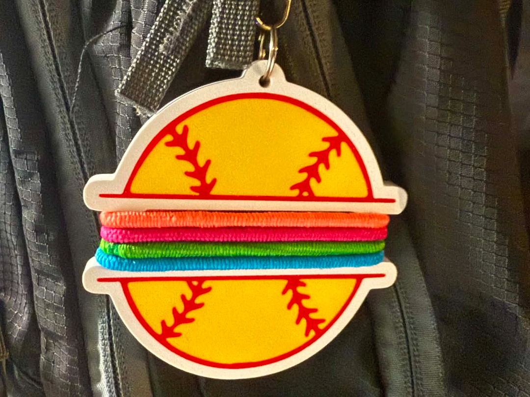 Softball hair tie holder keychain