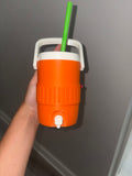 Cooler can holder. Orange and white