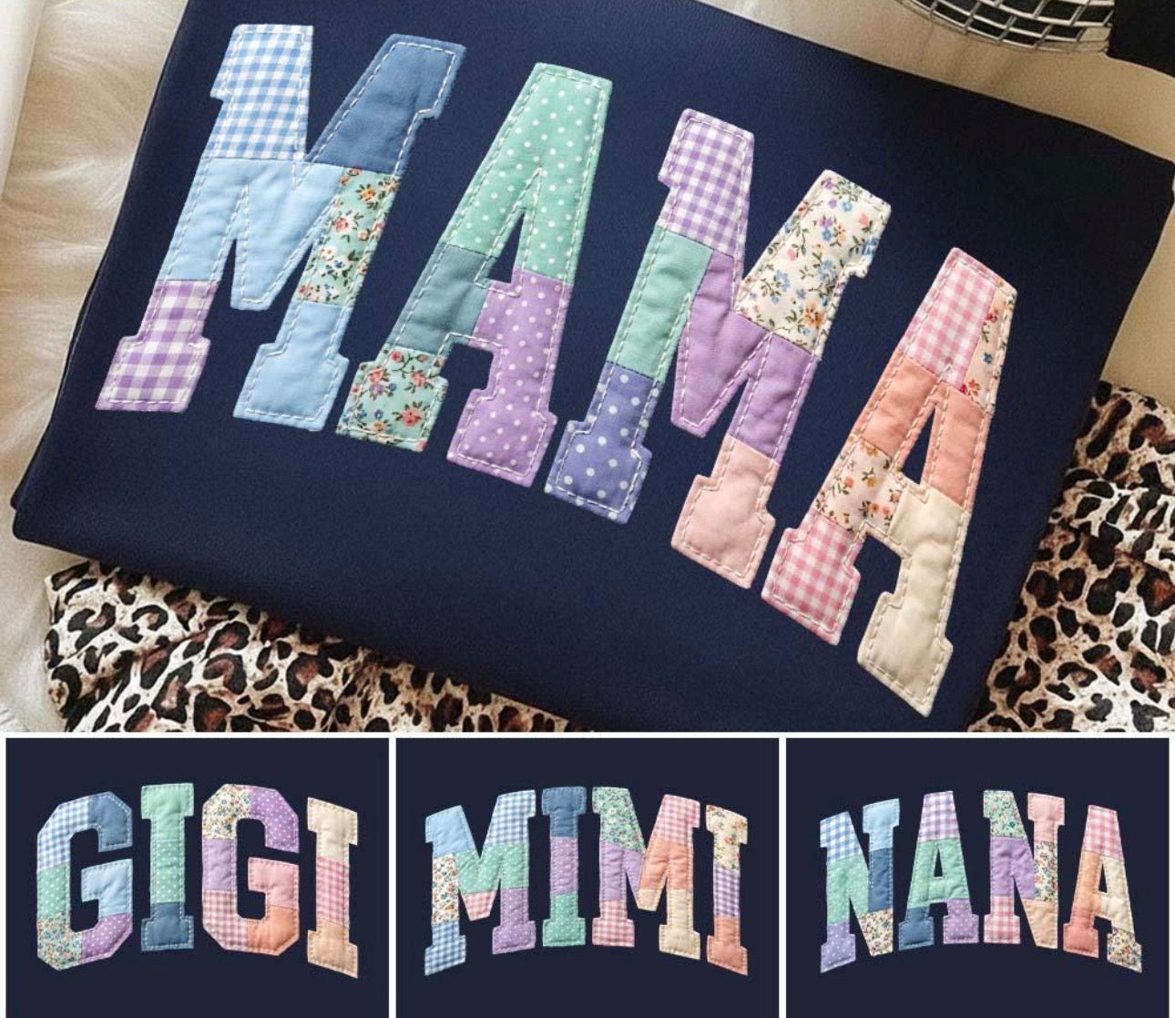 Mama, Gigi, Mimi, Nana Faux Applique