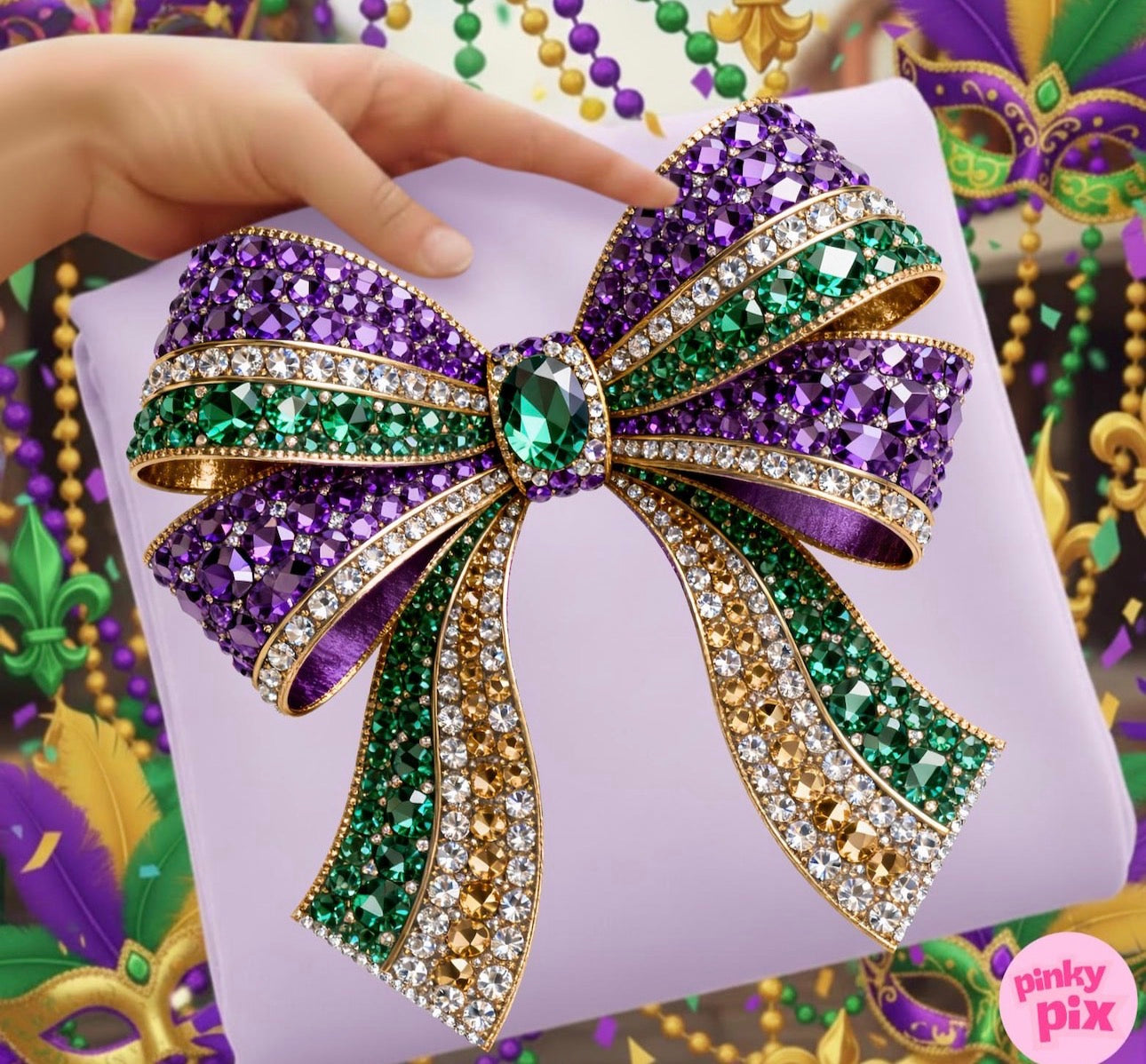 Mardi Gras Sequin Bow