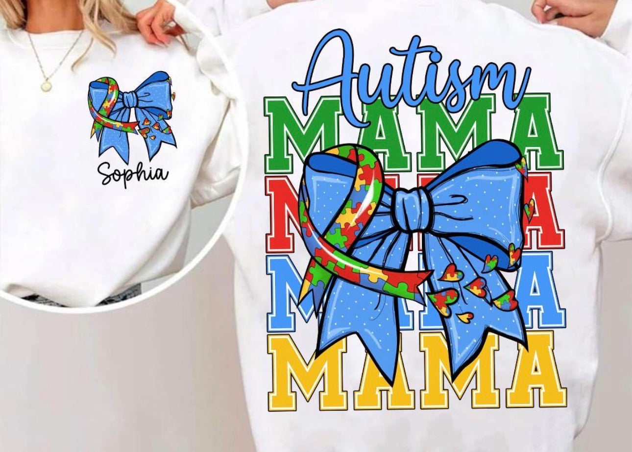 Autism Mama with name t-shirt