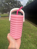 Can holder cooler- light pink and white