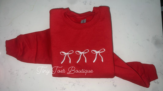 Embroidered Bow Sweatshirts