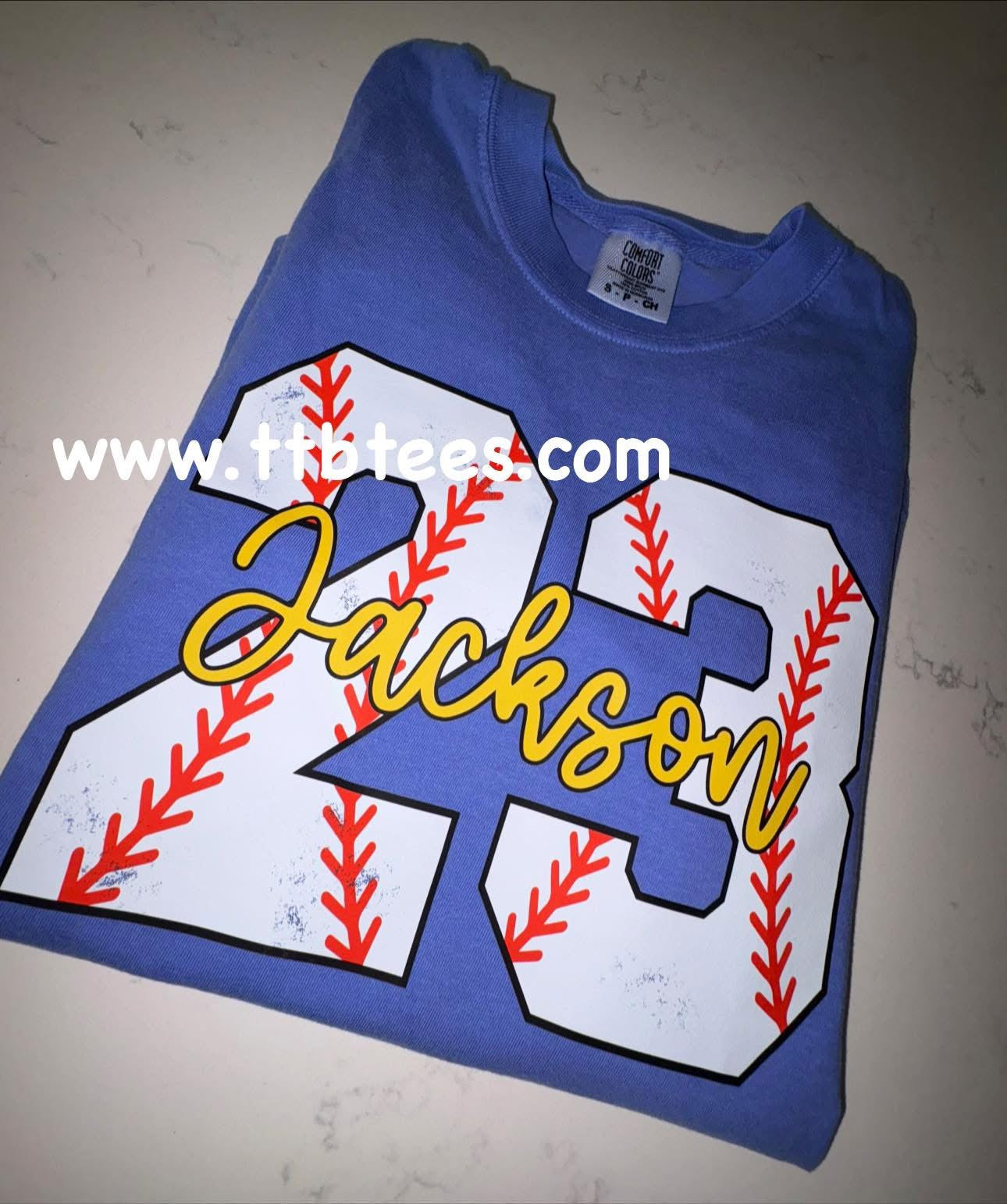 Comfort colors: Custom Baseball name and number