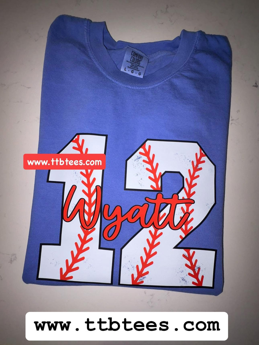 Comfort colors: Custom Baseball name and number