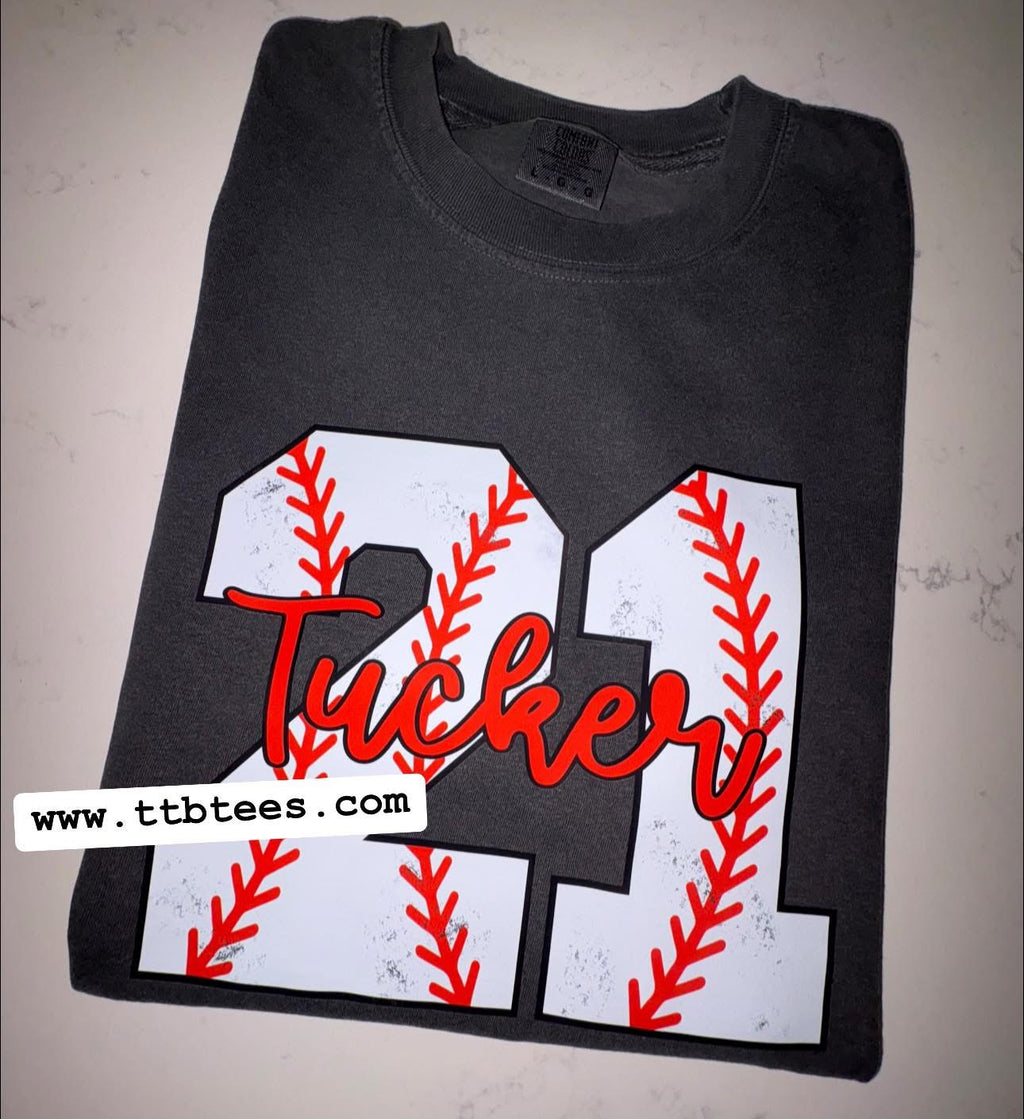 Comfort colors: Custom Baseball name and number