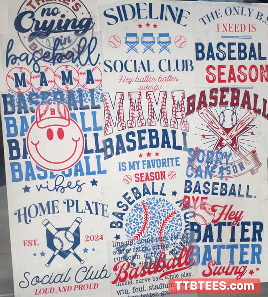 Baseball Design Pack- DTF transfers