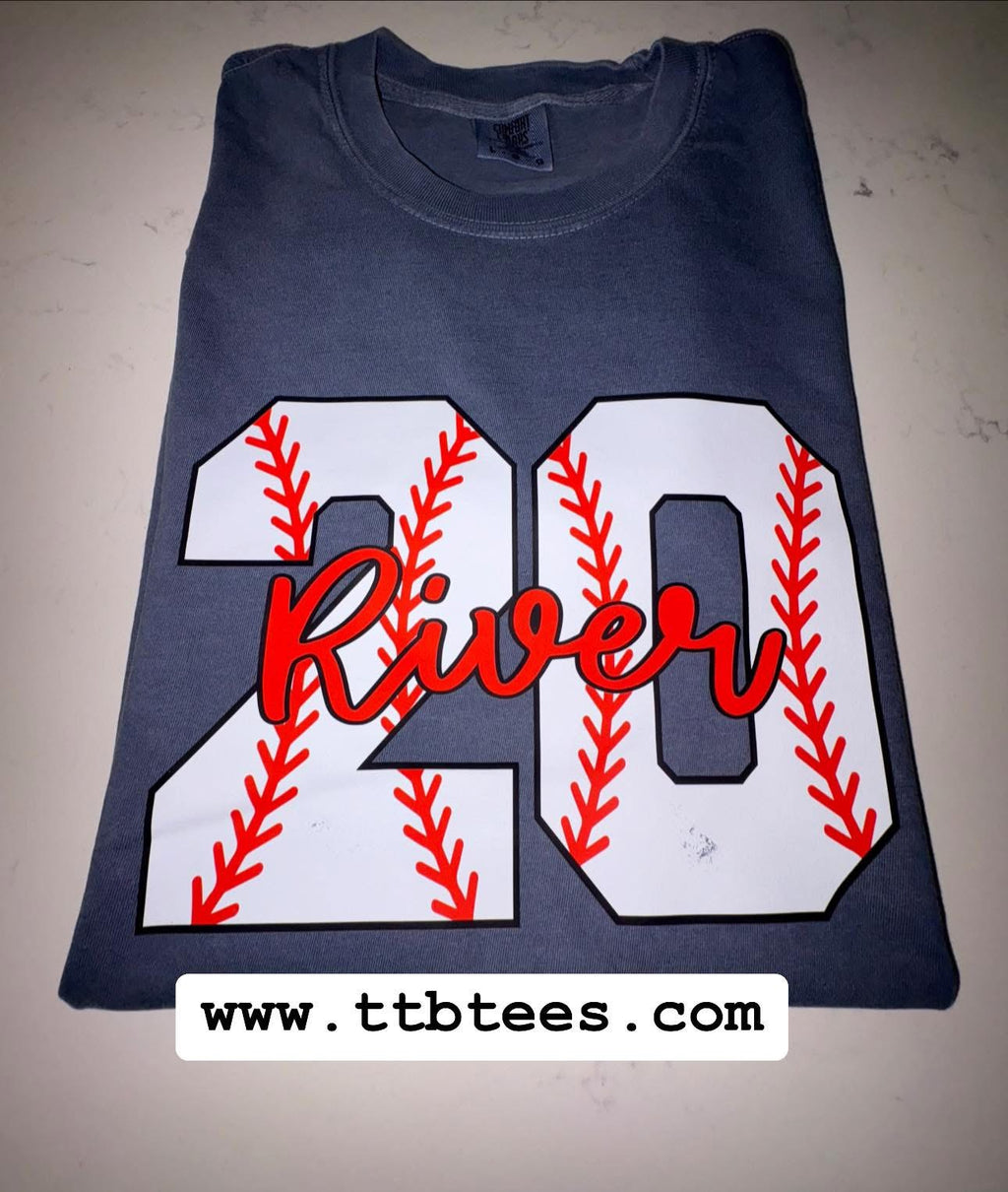 Comfort colors: Custom Baseball name and number